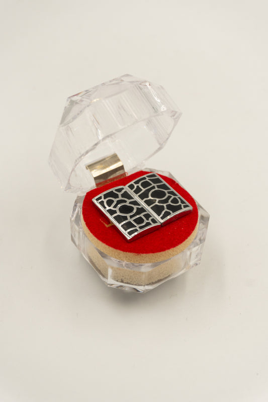 Mancuernilla rectangular con textura negra - MAN - 025