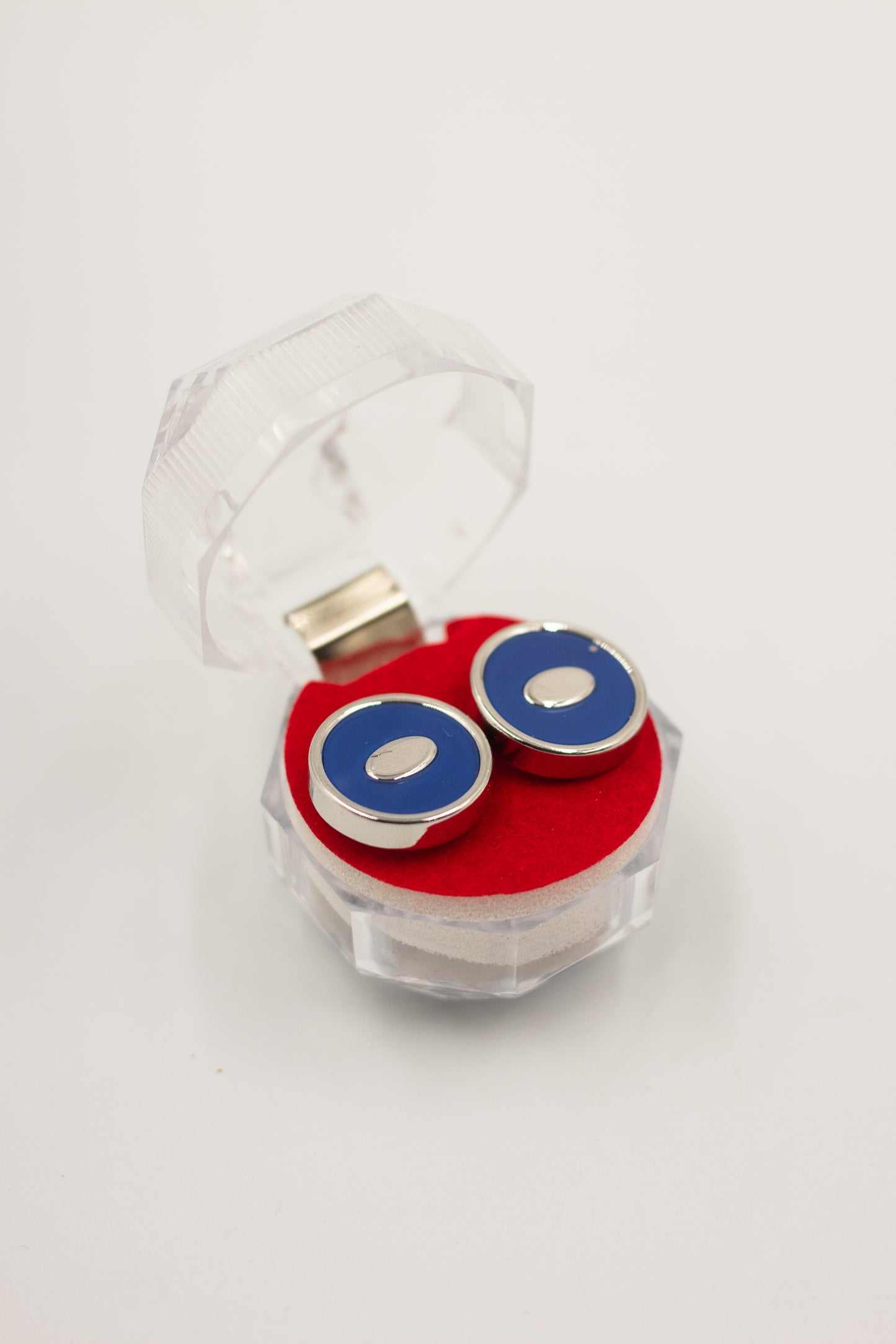 Mancuernilla Plateda con Interno Azul - MAN - 007