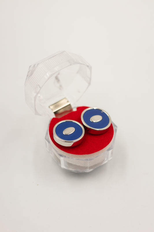 Mancuernilla Plateda con Interno Azul - MAN - 007