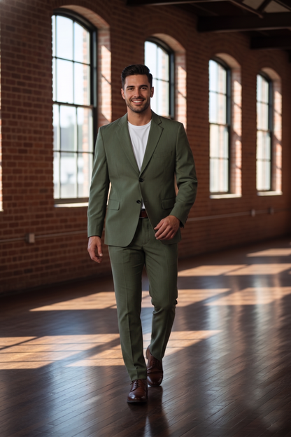 Traje Clasico Verde Olivo